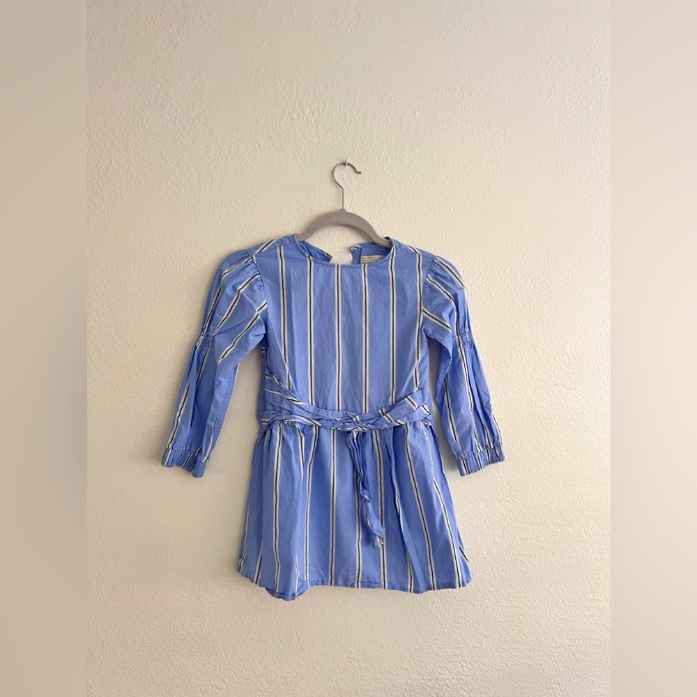 Blue, white, and black striped casual dress for girls size 8